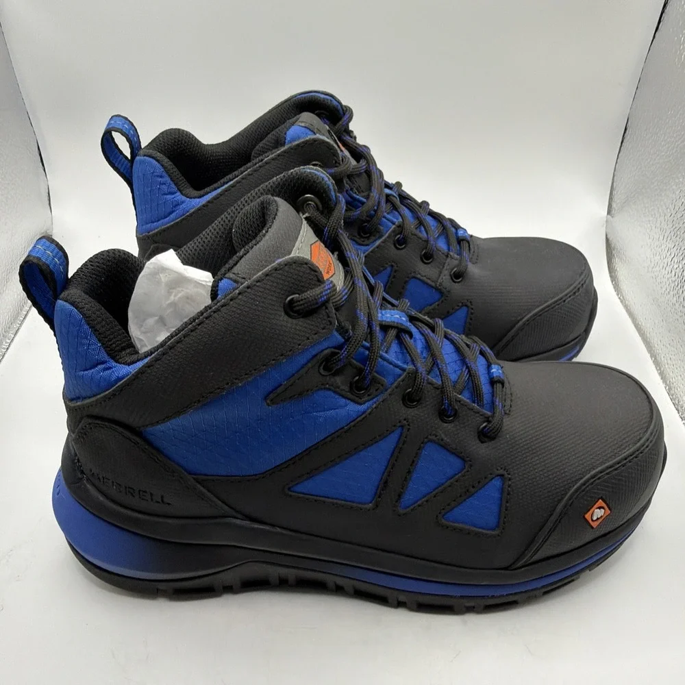 Merrell‎ Day One Safety Speed Work Boots, Black/Blue, Men's 4.5 M. New